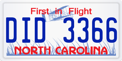 NC license plate DID3366