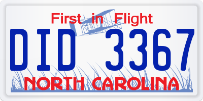 NC license plate DID3367