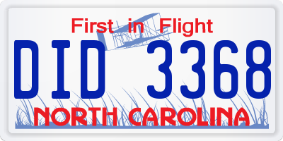 NC license plate DID3368