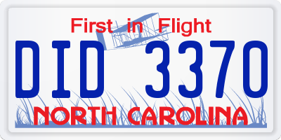 NC license plate DID3370