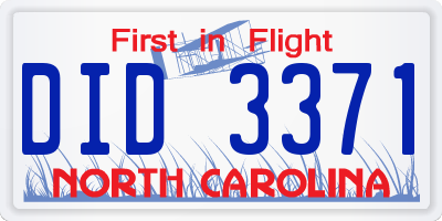 NC license plate DID3371