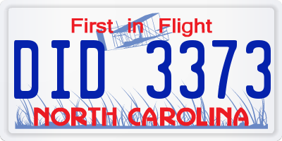 NC license plate DID3373