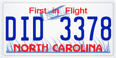 NC license plate DID3378
