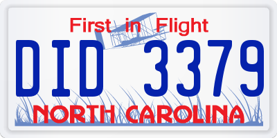 NC license plate DID3379