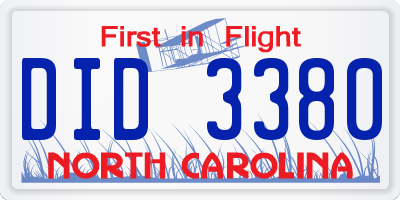 NC license plate DID3380
