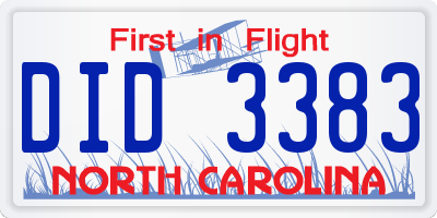 NC license plate DID3383