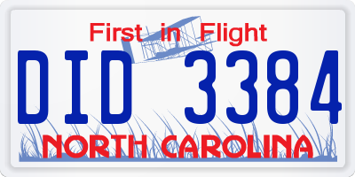 NC license plate DID3384