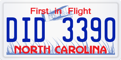 NC license plate DID3390