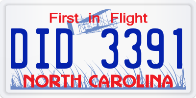 NC license plate DID3391