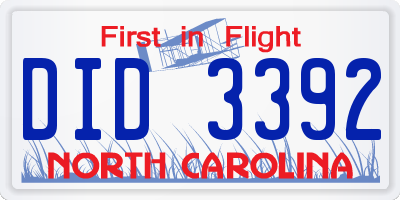 NC license plate DID3392