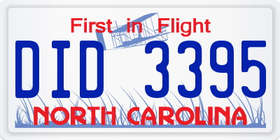 NC license plate DID3395