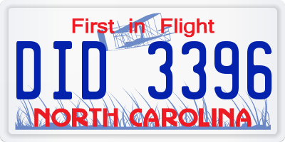 NC license plate DID3396