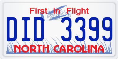 NC license plate DID3399