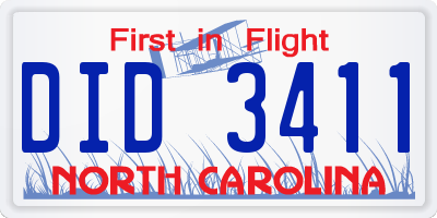 NC license plate DID3411