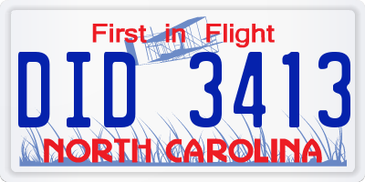 NC license plate DID3413