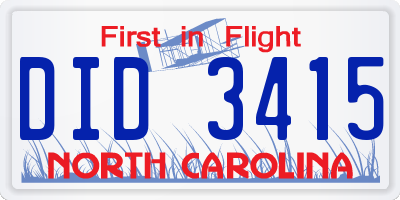 NC license plate DID3415