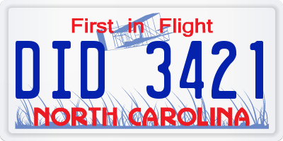 NC license plate DID3421