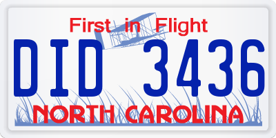 NC license plate DID3436