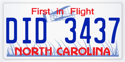 NC license plate DID3437