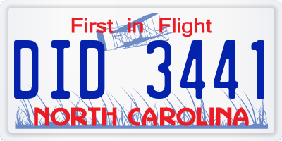 NC license plate DID3441