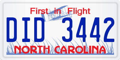 NC license plate DID3442