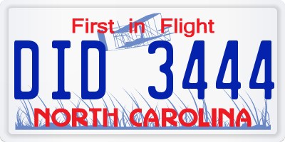 NC license plate DID3444