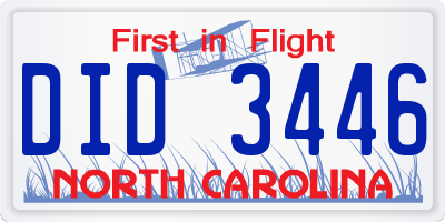 NC license plate DID3446