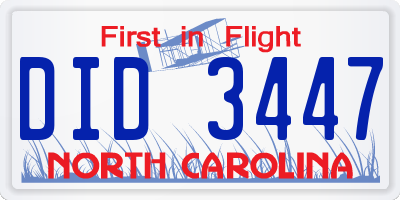 NC license plate DID3447