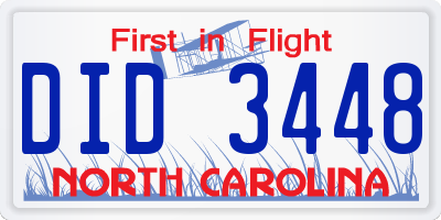 NC license plate DID3448
