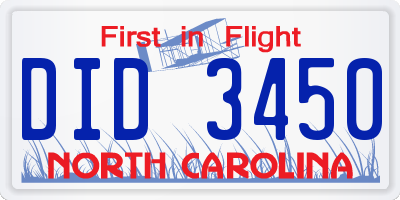 NC license plate DID3450