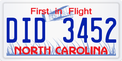 NC license plate DID3452
