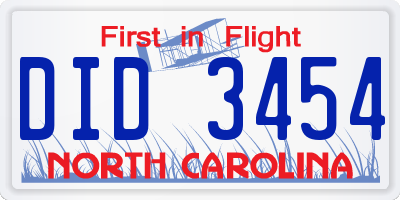 NC license plate DID3454