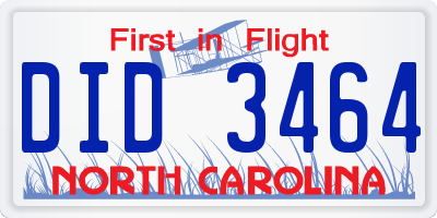 NC license plate DID3464