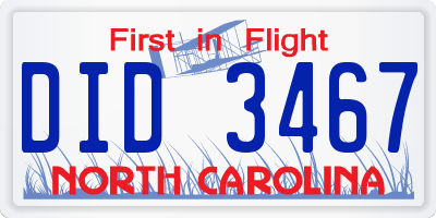 NC license plate DID3467