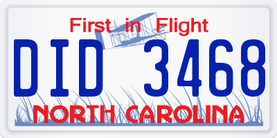 NC license plate DID3468