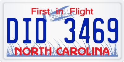 NC license plate DID3469