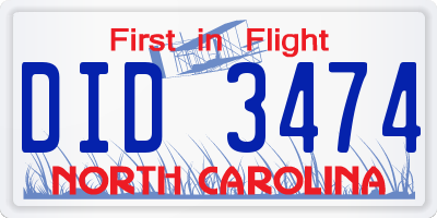 NC license plate DID3474