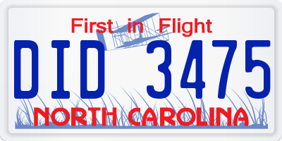 NC license plate DID3475