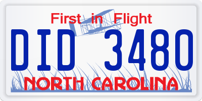 NC license plate DID3480
