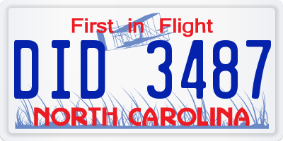 NC license plate DID3487