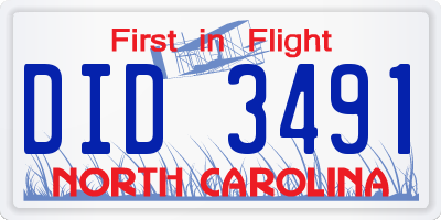 NC license plate DID3491
