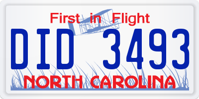 NC license plate DID3493