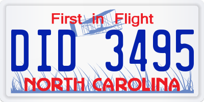 NC license plate DID3495