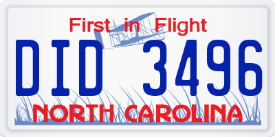 NC license plate DID3496
