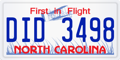 NC license plate DID3498