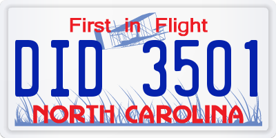 NC license plate DID3501