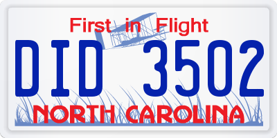 NC license plate DID3502