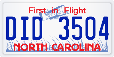 NC license plate DID3504