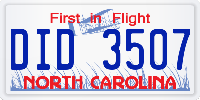 NC license plate DID3507