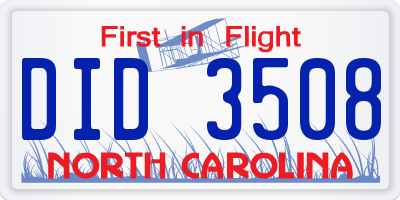 NC license plate DID3508
